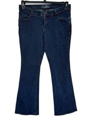 New York & Company Petite SZ 8P Flare Leg Jeans Ultra Low-Rise Dark Wash Blue