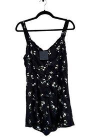 Dress Forum Ditsy Daisy Floral Print Black Tank Romper NWT Medium