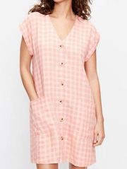 pink and tan checkered buffalo gingham dress sz XS