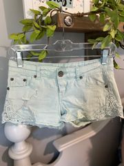 Denim Shorts Crochet Lace Low Rise Boody Cutoffs Vanilla Star Womens 3