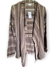 NWT J Jill Open Front Cardigan Tan & Brown M Petite