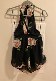 Black Floral Romper