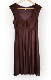 Y2K Sangria Chocolate Brown Scoop Neck Empire Midi Dress 10