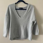 Express Light BlueGrey Oversized 34 Sleeve Sweater