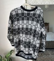 Vintage Liz Claiborne Checkered Cotton Oversized Sweater