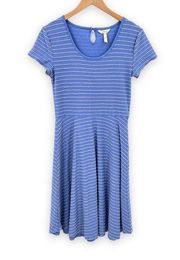 Matilda Jane periwinkle blue stripe scoop textured swing short sleeve dress