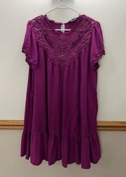 Davi & Dani Boho Flowy Lace Purple Dress Size 1XL