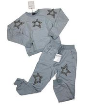 Rehab - Beaded Star Cut Out Sweatshirt & Sweatpant Set in Gray