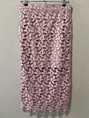 BARDOT Flora Lace Floral Pencil Skirt in Dusty Pink, Size 6/S