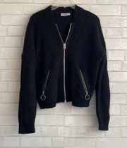 & Other Stories Dark Gray Zipper Wool Sweater