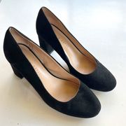 Kelly Katie Black Suede Block Heel Pump Womens Size 7M Round Toe Work Career