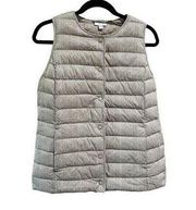 J.Jill Down Lightweight Packable Puffer Button Up Vest Sz XS Herringbone Travel