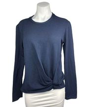 Stateside Navy Blue Long Sleeve Knot Twist Fleece Sweatshirt Sweater Top Size M