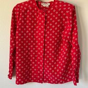 Vintage Oscar de la Renta Expressions red long sleeve blouse Sz 6