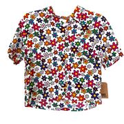 Vans Daisy Stacked Colorful Retro Short Sleeve Button Down Top Size Small