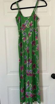 Velvet Torch Jumpsuit Floral Granny Green Large