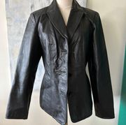 Y2K Vintage Black Leather Jacket‎