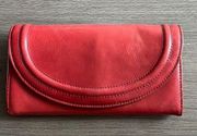 Hobo International Red Leather Bill Wallet Magnetic Closure