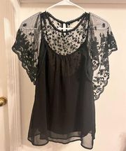 A’Reve Black Lace Gypsy Style Top