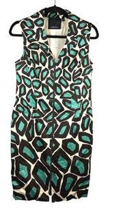 Carlisle Womens Size 8 Animal Print Collared Sleeveless Full Zipper Dress