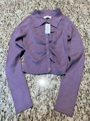 PacSun NWT  LA Hearts Button Down Ruched Sweater Purple