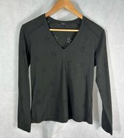 Rails The Sami Long Sleeve V Neck Black Star Burnout Size Small Black