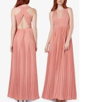 Fame and Partners Pleated Evening Cutout Gown