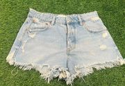 Zara Women's Denim Jean Shorts Distressed US 4 EU 36 Blue Mid Rise 90's