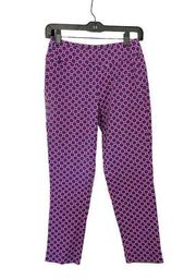 J. McLaughlin Catalina Cloth Navy Blue Pink Geometric Ankle Pants Size XS