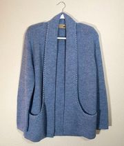 Peruvian Link 100% Alpaca Sweater Cardigan in Blue with pockets NWOT