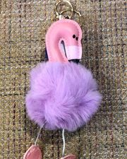 FLAMINGO Pom Pom Hangtag Pocket Book Purse Bag Decoration Keychain