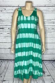 Chaps NWT Size XXL Green Tie Dye Sleeveless Midi Tank Dress w/ Pockets