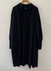 Athleta Sweater Women’s Large Black Spirit Wool Cashmere II Wrap Longline Luxe