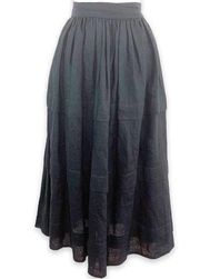 Vintage FENDI LINEN 70s tiered midi maxi skirt black Boho Peasant Medium