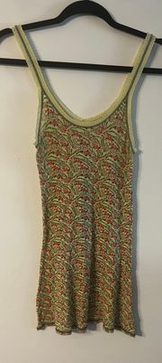 Women Sz M Floral Lace Trim Camisole Scoop Neck Multicolor Tank Top