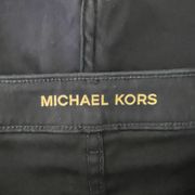 Michael Kors Cotton Stretch Fray Hem Studded Embellished Mini Shorts Blue Gold 