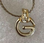 Givenchy Logo "G" Necklace with Rhinestones.