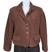 Vintage Women Express Campagnie Fleece Blazer Jacket Medium Brown NWT Academia
