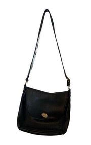 Genuine Black Leather Western Purse BAG CROSSBODY Flap over Great Quality Antler