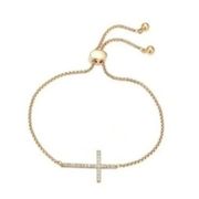 Unwritten Sideways Cross Bolo Bracelet in Gold MSRP $40 NWT