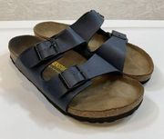 Authentic Birkenstock Arizona Blue Leather Men/Women Summer Sandals Sz 38 L7.5