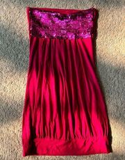 NEW Sparkle Fuschia Pink Sequin Strapless Dress - WOMENS MEDIUM