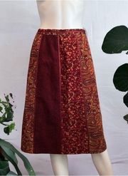 JohnPaulRichard Vintage Corduroy Floral Paisley A Line Skirt Size 10