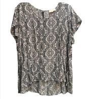 LUCY & LAUREL PRINTED SHORT SLEEVE TOP