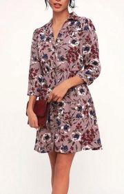 Lulus  Floral Button-up Shirt Dress