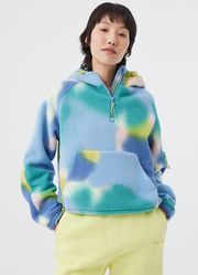 NWT Jacket PrimoFleece 1/4 Zip Hoodie Cropped Multi Lava S