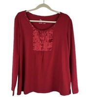 Classic Elements Red XL Top Knit Long Sleeve