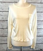 COPPER KEY Cropped Long Sleeve Pocket T-Shirt Cream-Small