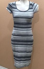 Hot kiss gray striped dress