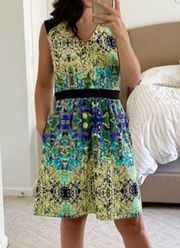 Cynthia Rowley Fit and Flare Dress w Pockets Floral Print Lined. Size 8.